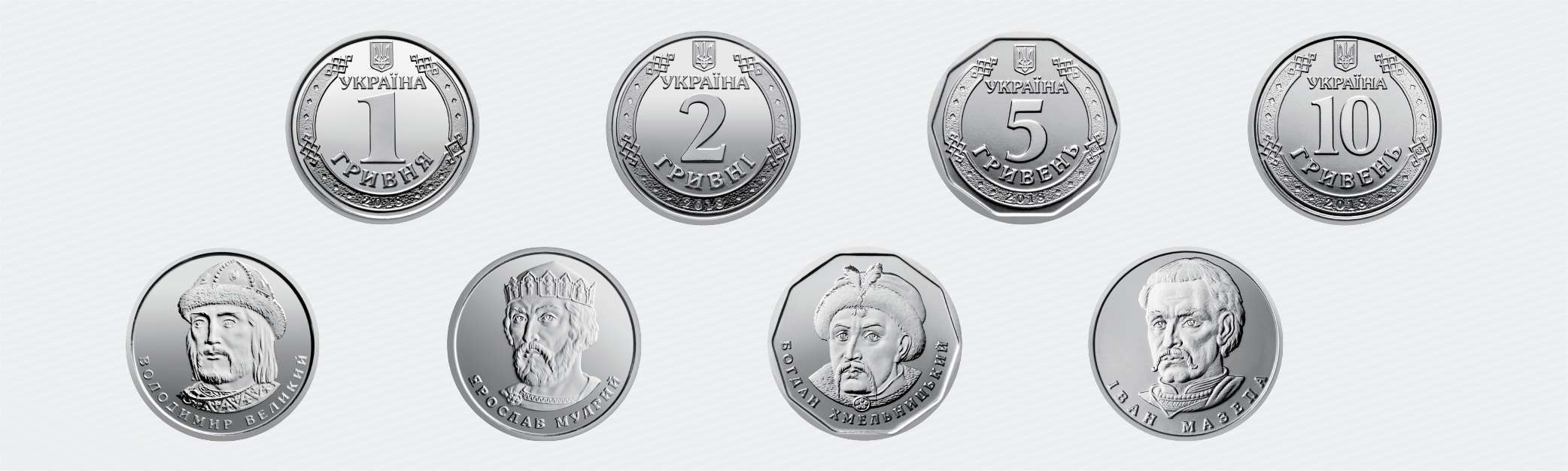 Нацбанк презентував нові обігові монети номіналами 1, 2, 5 та 10 гривень